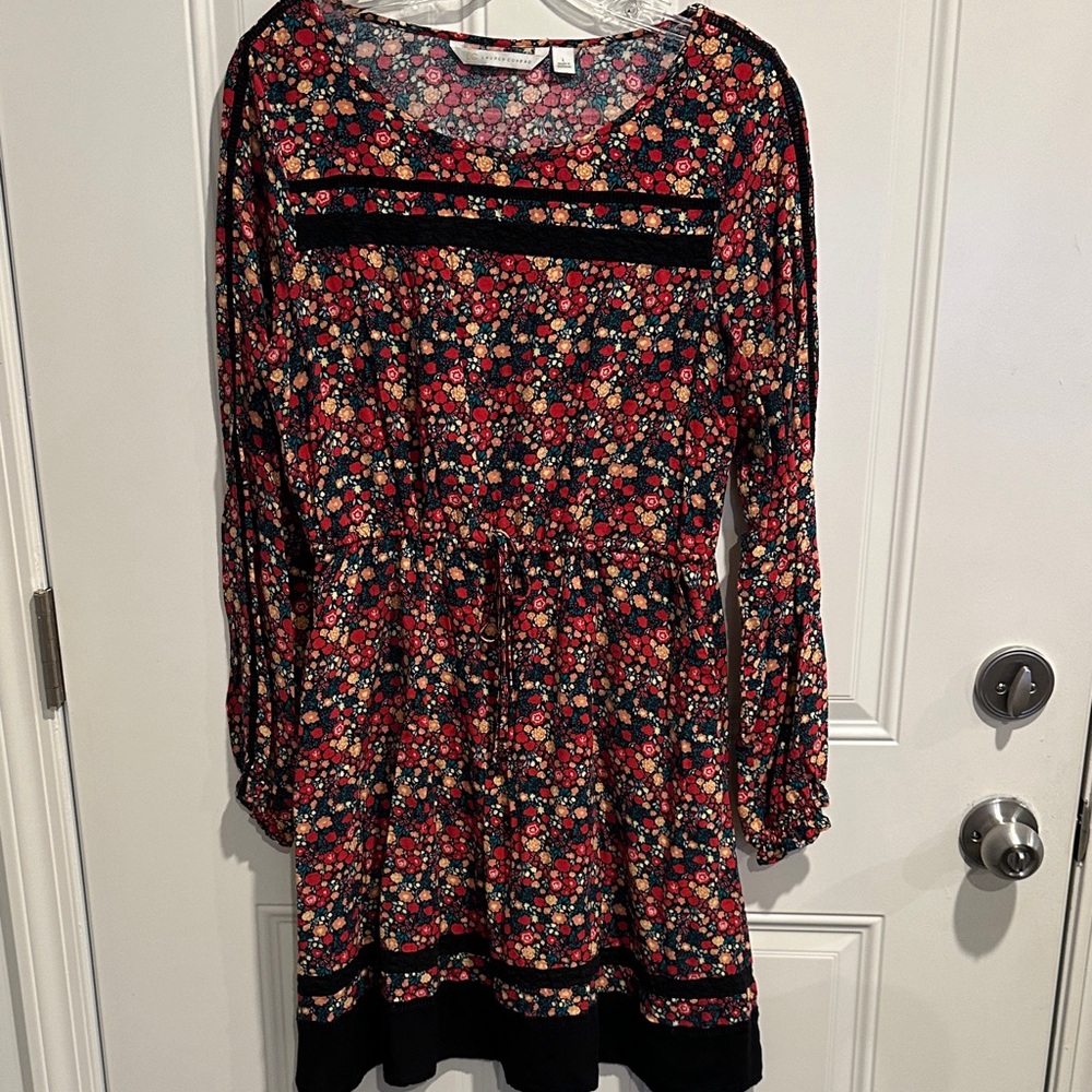 LC Lauren Conrad Red and Pink Floral Dress
